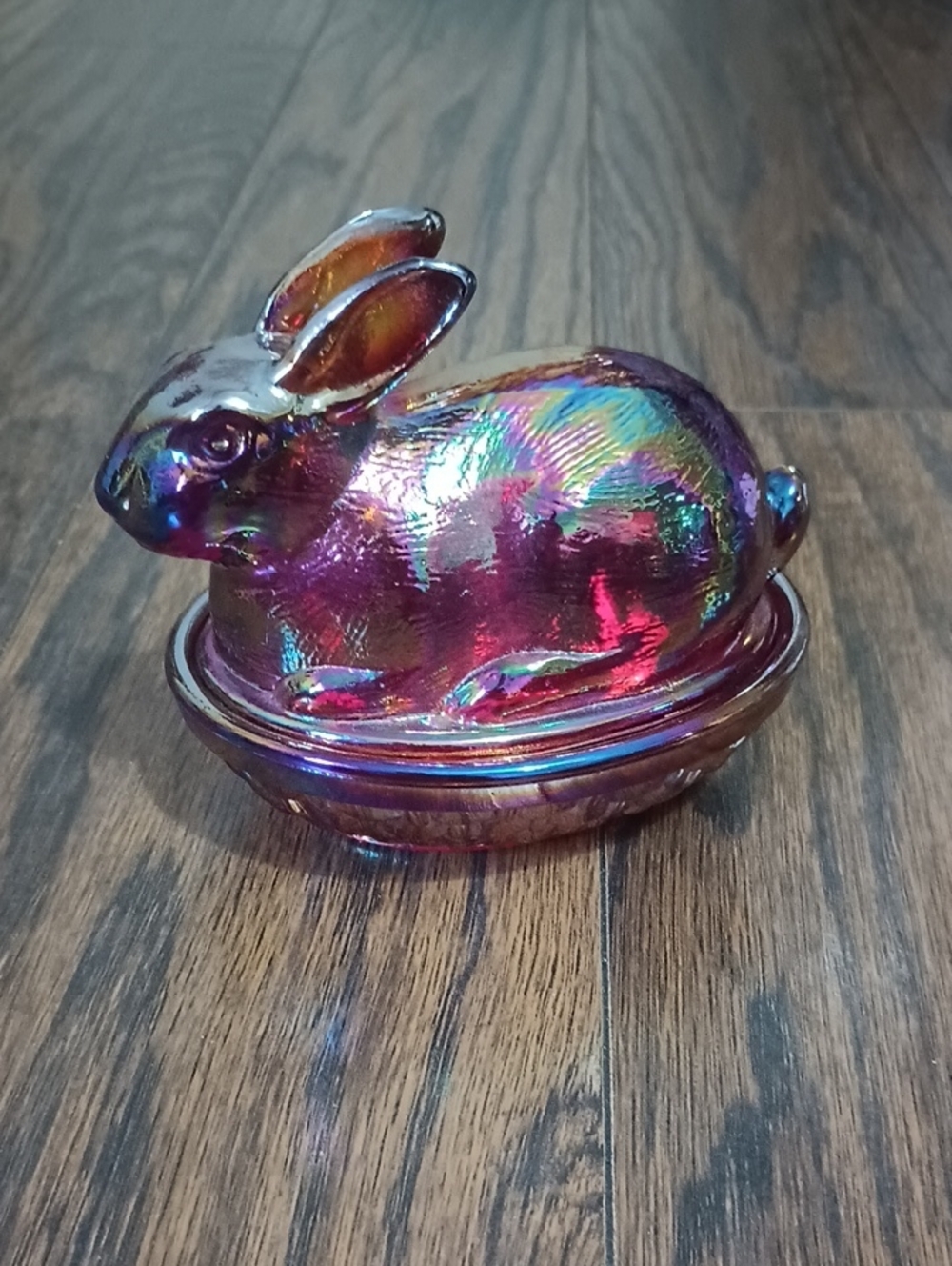 Iridescent Purple Bunny Glass Dish - Home Accents